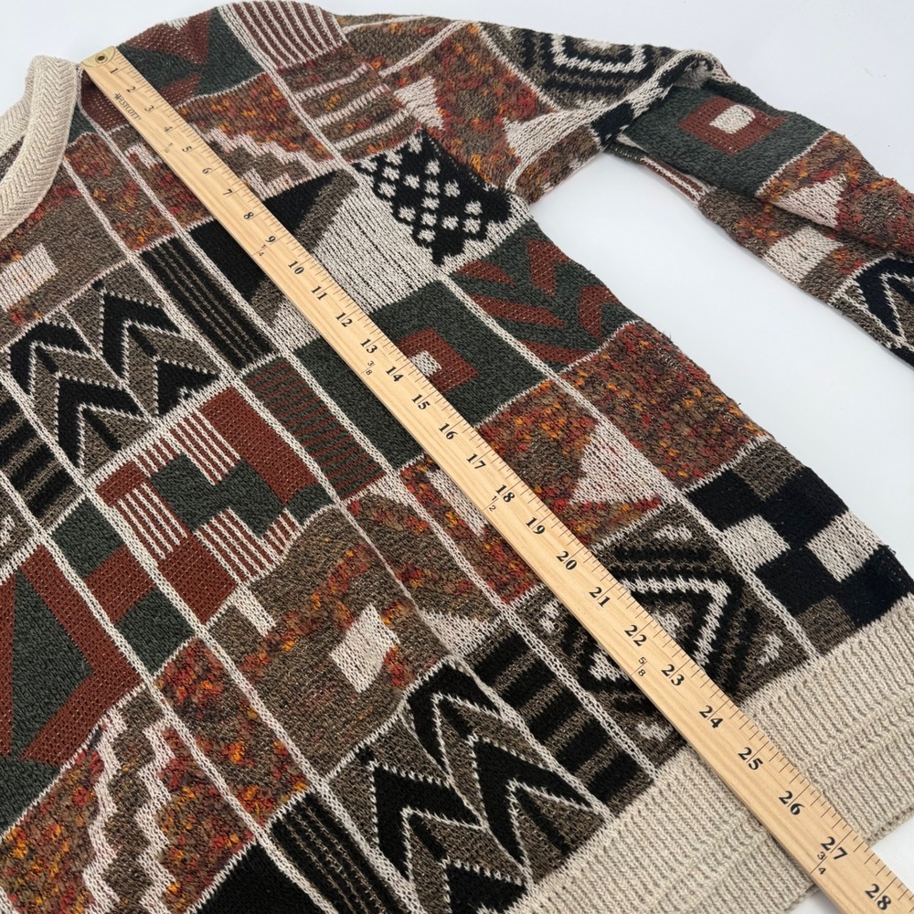 Vintage Jantzen Mens Patchwork Geometric Knit Sweater Large Made in USA Cosby - Picture 5 of 6
